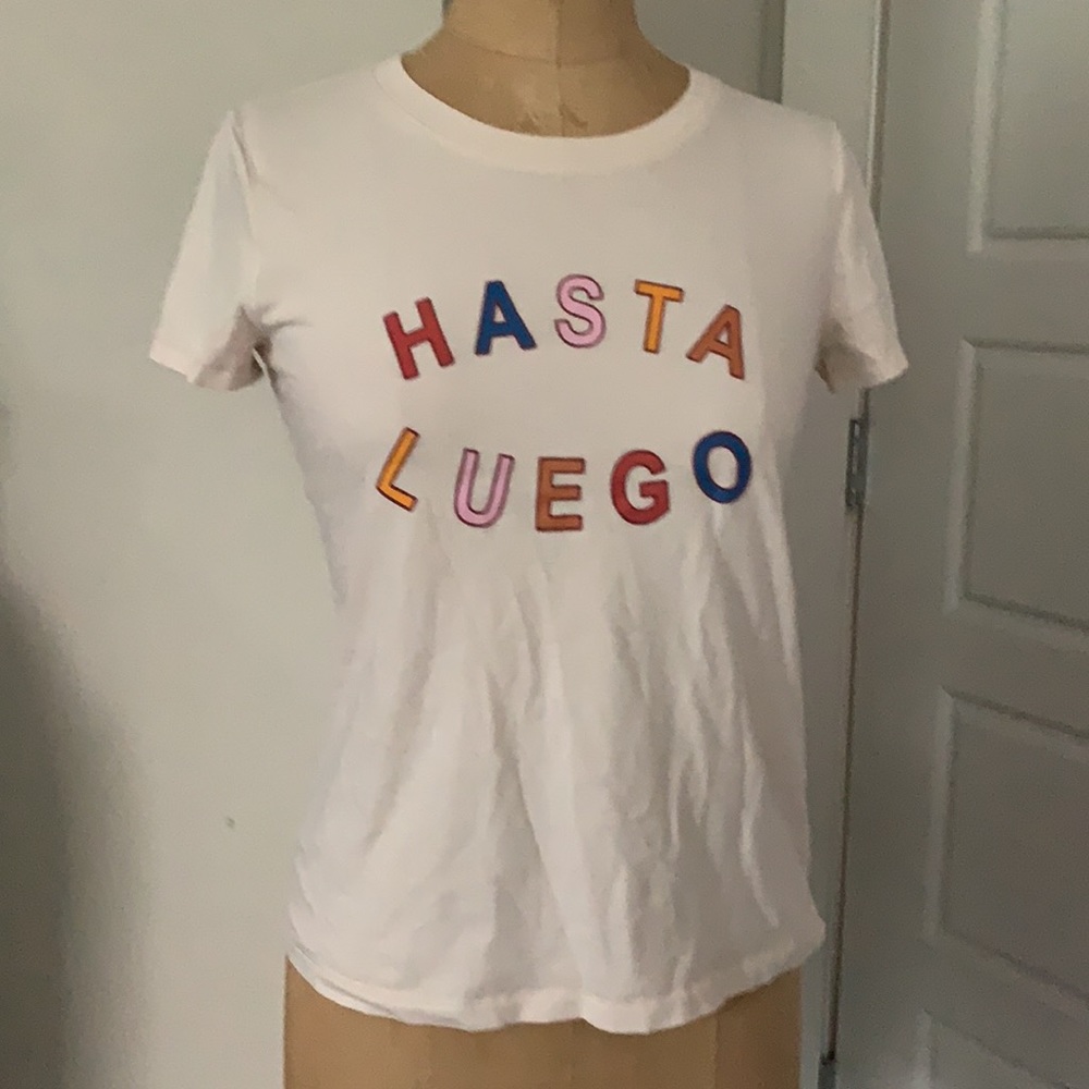 🍀 $10 3/$25! Madewell HASTA LUEGO t-shirt top XS - Picture 4 of 6